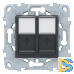 Розетка компьютерная 2-ая кат.5е, RJ-45 (интернет), Антрацит, серия Unica New, Schneider Electric