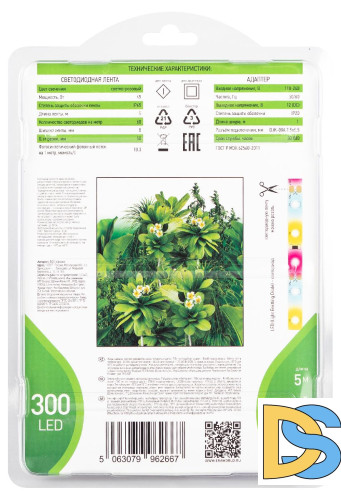 Светодиодная лента для растений Эра FITO-Strip Light-Rа90-300LED-5m-12V-IP65 4000K Б0064591