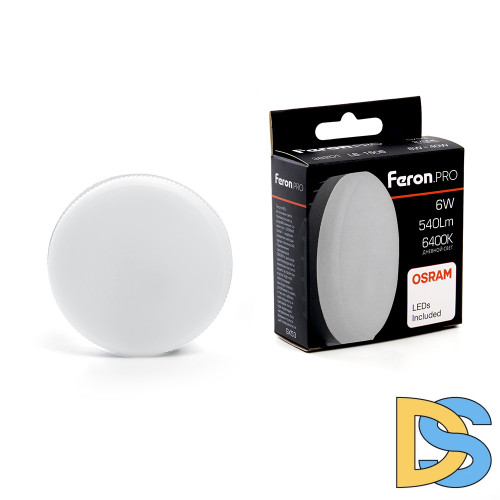 Лампа светодиодная Feron GX53 6W 6400K таблетка LB-1506 38201