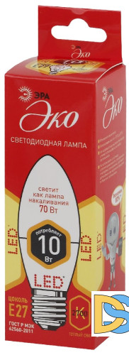 Лампа светодиодная Эра E27 10W 2700K ECO LED B35-10W-827-E27 Б0032962