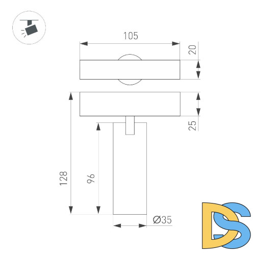 Трековый магнитный светильник Arlight MAG-SPOT-ZOOM-25-R35-7W Day4000 (BK, 20-55 deg, 24V) 053796