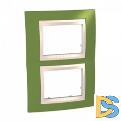 Рамка 2-ая (двойная) вертикальная, Фисташковый/Бежевый, серия Unica, Schneider Electric