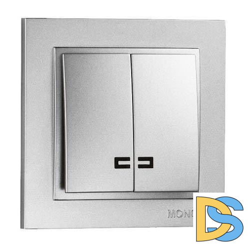 Выключатель двухклавишный с подсветкой Mono Electric Despina 10А 250В серебро 102-212125-103