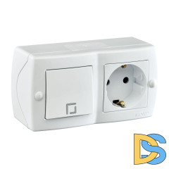 Выключатель одноклавишный + розетка с заземлением Mono Electric Octans IP20 10А 250В белый 104-010101-180