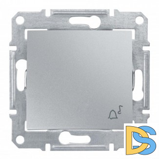 Выключатель 1-клавишный; кнопочный с символом "звонок", Алюминий, серия Sedna, Schneider Electric