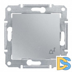 Выключатель 1-клавишный; кнопочный с символом "звонок", Алюминий, серия Sedna, Schneider Electric