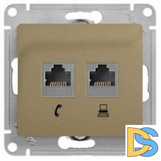 Розетка компьютерная 2-ая кат.5е, RJ-45 (интернет), Титан, серия Glossa, Schneider Electric