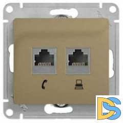Розетка компьютерная 2-ая кат.5е, RJ-45 (интернет), Титан, серия Glossa, Schneider Electric