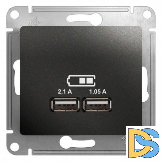 Розетка USB 2-ая (для подзарядки), Антрацит, серия Glossa, Schneider Electric