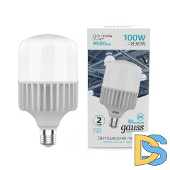 Лампа светодиодная Gauss E40 100W 4000K матовая 63420