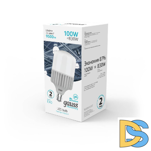 Лампа светодиодная Gauss E40 100W 4000K матовая 63420