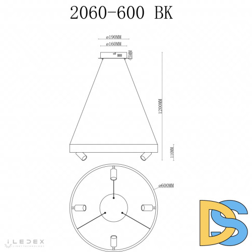 Подвесная люстра iLedex Vision 2060-D600 BK