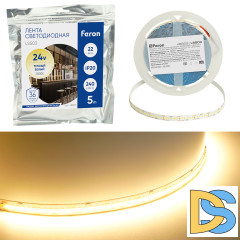 Светодиодная лента Feron LS503 24В 22Вт/м 3000К 5м IP20 48829