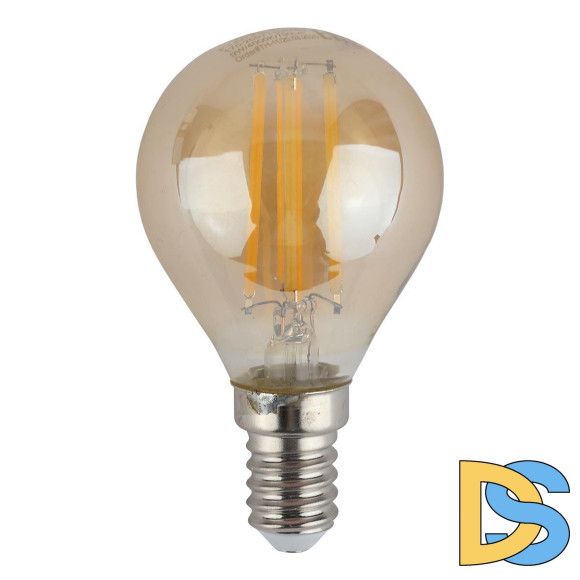 Лампа светодиодная филаментная ЭРА E14 9W 2700K золотая F-LED P45-9w-827-E14 gold Б0047022