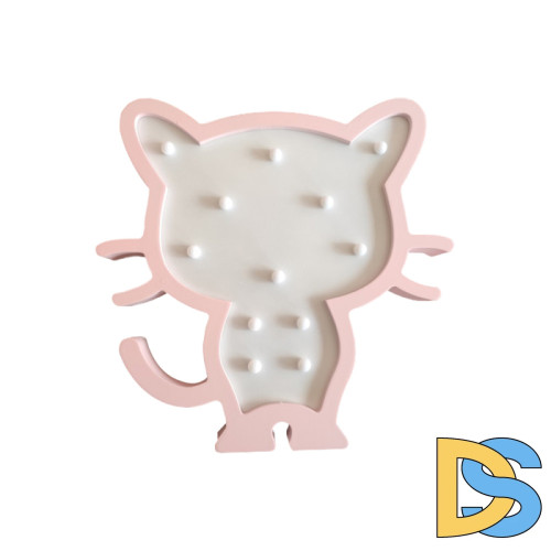 Светодиодный ночник Apeyron Котенок теплый белый 2хААА МДФ 12-173