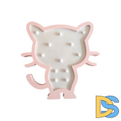 Светодиодный ночник Apeyron Котенок теплый белый 2хААА МДФ 12-173