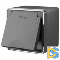 Розетка влагозащ. с зазем. с защит. крышкой и шторками Gallant (графит рифленый) W5071204