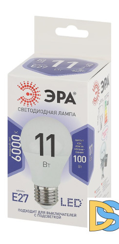 Лампа светодиодная Эра E27 11W 6000K LED A60-11W-860-E27 Б0031394