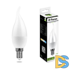 Лампа светодиодная Feron E14 7W 4000K Свеча на ветру Матовая LB-97 25761
