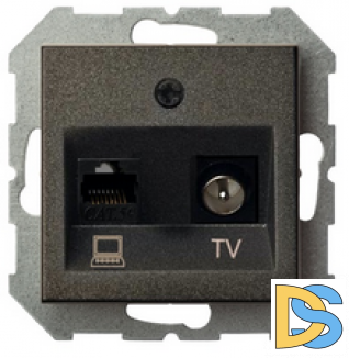 Розетка TV+RG45 (TV-F разъем) Epsilon антрацит
