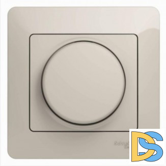 Диммер поворотно-нажимной, 600Вт универсальный(в сборе), Молочный, серия Glossa, Schneider Electric
