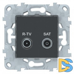 Розетка телевизионная оконечная ТV-SAT, Антрацит, серия Unica New, Schneider Electric