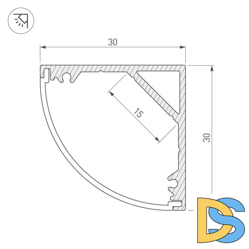 Профиль Arlight SL-KANT-H30-3000 ANOD 046182