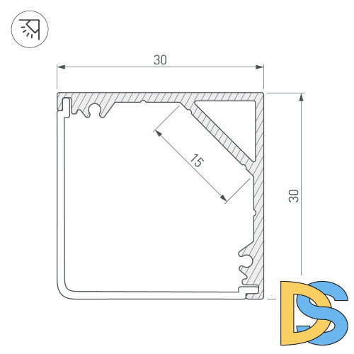 Профиль Arlight SL-KANT-H30-3000 ANOD 046182