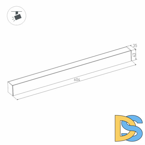 Трековый магнитный светильник Arlight MAG-FLAT-45-L605-18W Warm3000 (BK, 100 deg, 24V, DALI) 046584