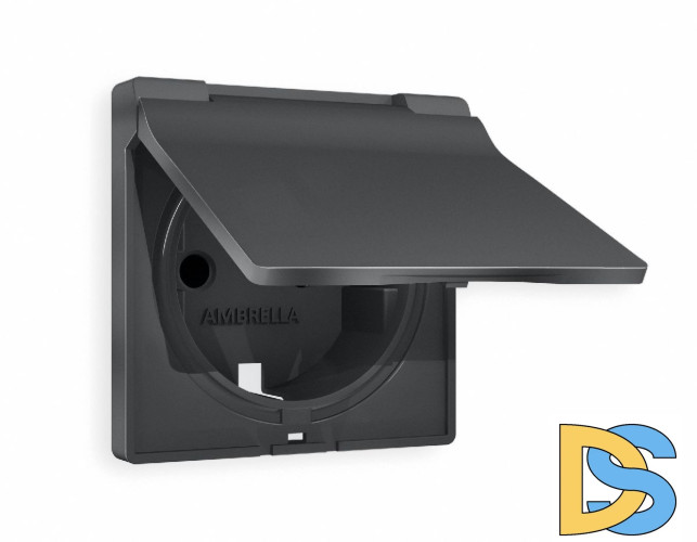 Лицевая панель для розетки с/з со шторками и крышкой Ambrella Volt Alfa AP9080