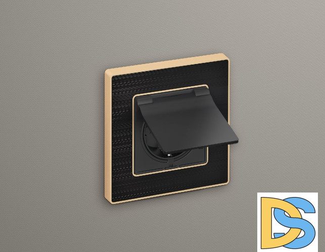 Лицевая панель для розетки с/з со шторками и крышкой Ambrella Volt Alfa AP9080