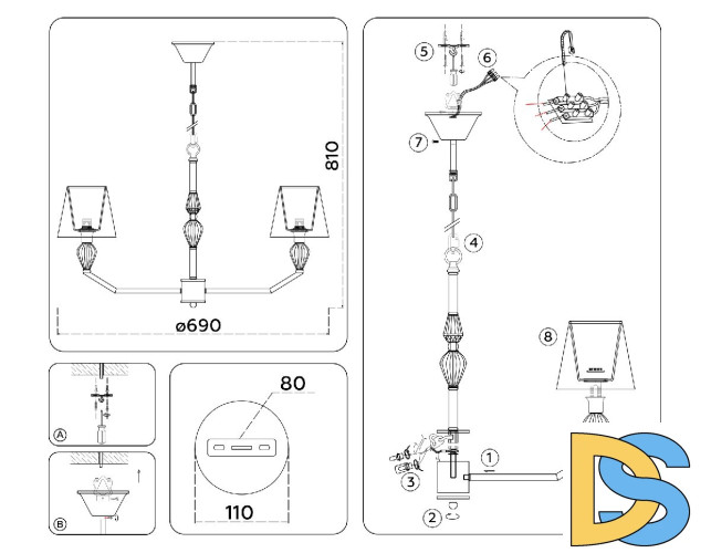 Подвесная люстра Ambrella Light High Light Ceramo Classic LH75061