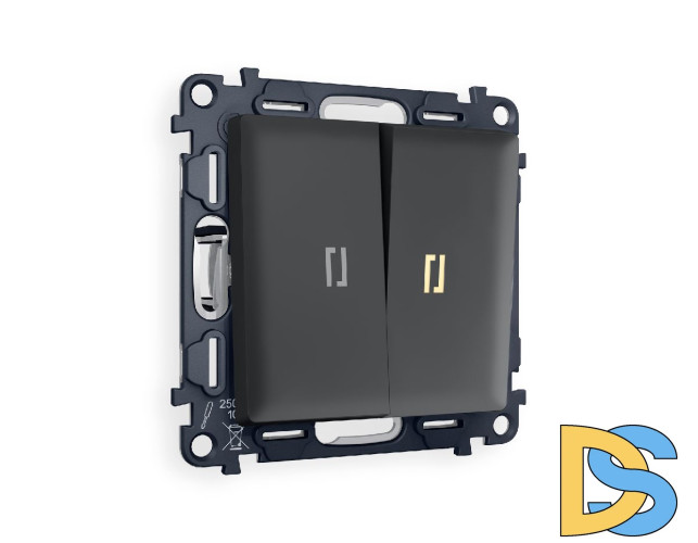 Комплект механизма 2-кл проходного выключателя с подсветкой Ambrella Volt Alfa MA904030