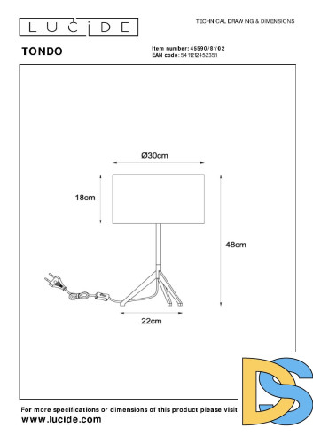 Настольная лампа Lucide Tondo 45590/81/02