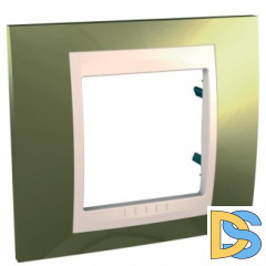 Рамка 1-ая (одинарная), Золото/Бежевый (пластик), серия Unica, Schneider Electric