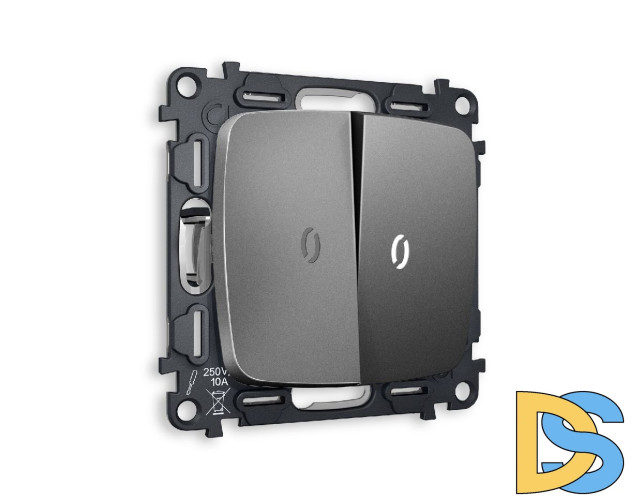 Комплект механизма 2-кл выключателя с подсветкой Ambrella Volt Omega MO654015