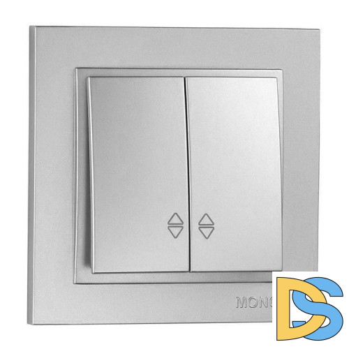 Выключатель двухклавишный проходной Mono Electric Despina серебро 102-212123-111