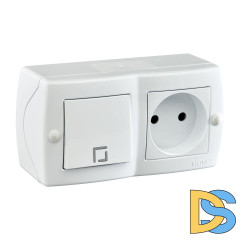 Выключатель одноклавишный + розетка без заземления Mono Electric Octans IP20 10А 250В белый 104-010101-185