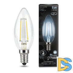 Лампа светодиодная Gauss E14 5W 4100K прозрачная 103801205