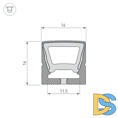 Силиконовый профиль Arlight WPH-FLEX-1616-TOP-S11-5m FULL BLACK 045774