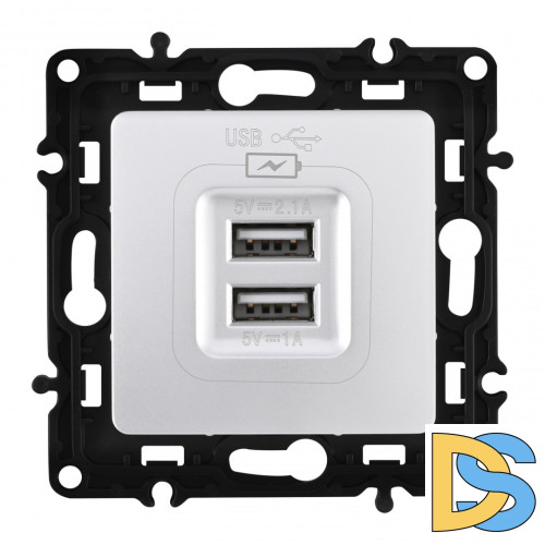 Розетка USB 2.1А+1А Arte Milano 217.46-1.silver