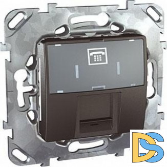 Розетка телефонная 1-ая 6 контактов, RJ-12, Графит, серия UNICA TOP/CLASS, Schneider Electric