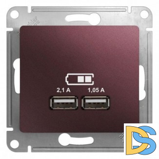 Розетка USB 2-ая (для подзарядки), Баклажановый, серия Glossa, Schneider Electric