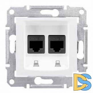 Розетка компьютерная 2-ая кат.5е, RJ-45 (интернет), Белый, серия Sedna, Schneider Electric
