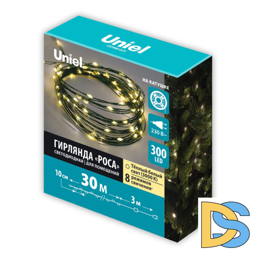 Гирлянда Роса Uniel ULD-S3000-300/DGA WARM WHITE IP20 DEW UL-00012083