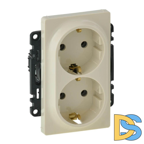 Розетка двойная Legrand Valena Life 16A 250V с/з безвинтовой зажим слоновая кость 753227