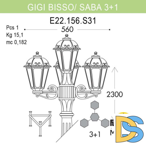 Садовый светильник Fumagalli K22.156.S31.WXF1R