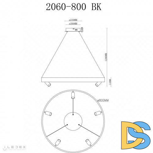 Подвесная люстра iLedex Vision 2060-D800 BK