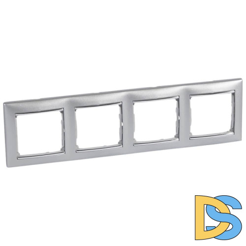 Рамка 4-постовая Legrand Valena алюминий/серебряный штрих 770354