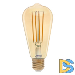 Филаментная светодиодная лампа General GLDEN-ST64S-10-230-E27-2700 655302